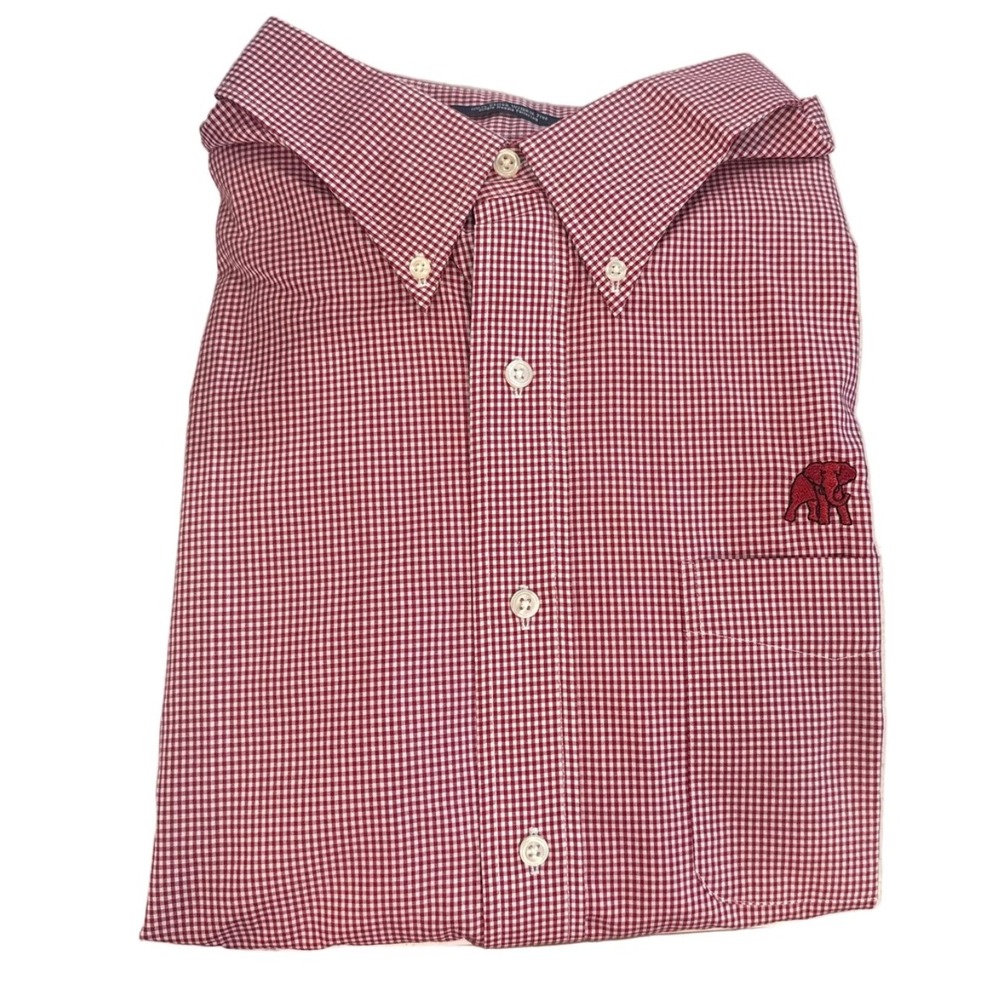The Shirt Shop Tuscaloosa Alabama Crimson Houndstooth Elephant Button Down L
